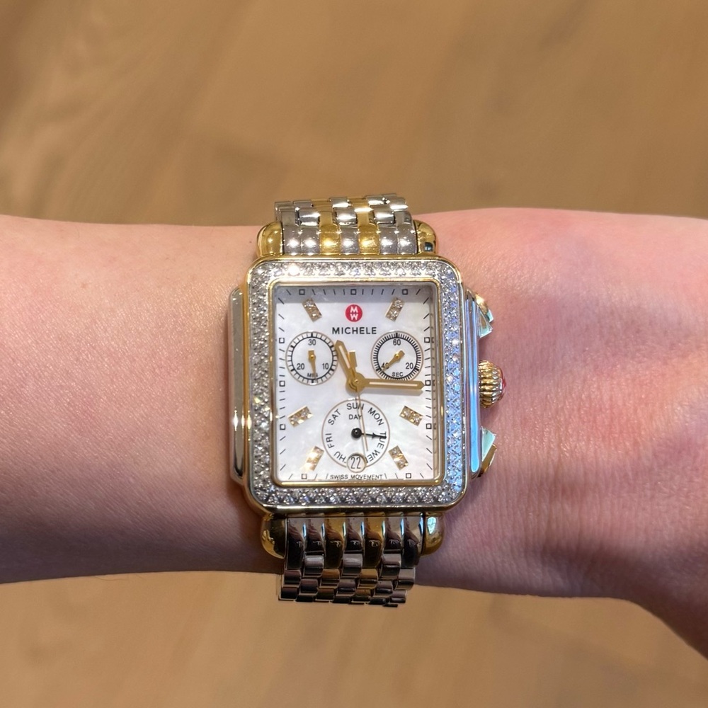 MICHELE Deco Diamond Chronograph Bracelet Watch, 33mm - Picture 4 of 17